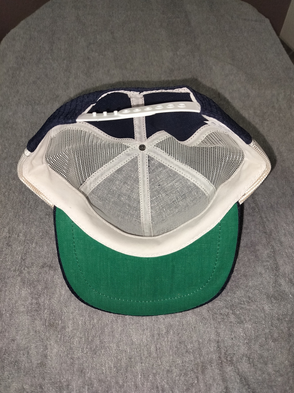 Vintage Snap A Tab Blank Trucker Hat-Navy& White Mesh Snapback Made In USA